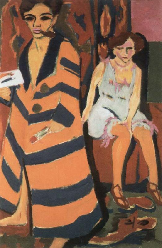 Ernst Ludwig Kirchner self portrait with a model oil painting image